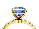 Yellow gold Fancy Blue Princess  Solitaire Diamond Pavé Band with Four-Prong Setting_46
