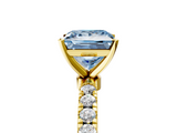 Yellow gold Fancy Blue Princess  Solitaire Diamond Pavé Band with Four-Prong Setting_47