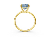 Yellow gold Fancy Blue Princess  Solitaire Diamond Ring with 4-Prong Setting on a Classic Band_6