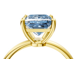 Yellow gold Fancy Blue Princess  Solitaire Diamond Ring with 4-Prong Setting on a Classic Band_7