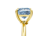 Yellow gold Fancy Blue Princess  Solitaire Diamond Ring with 4-Prong Setting on a Classic Band_8