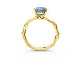 Yellow gold Fancy Blue Princess  Solitaire Diamond Ring with Bamboo Band and Four-Prong Setting_37