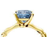 Yellow gold Fancy Blue Princess  Solitaire Diamond Ring with Bamboo Band and Four-Prong Setting_38