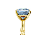 Yellow gold Fancy Blue Princess  Solitaire Diamond Ring with Bamboo Band and Four-Prong Setting_39