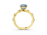Yellow gold Fancy Blue Princess  Solitaire Diamond Ring with Bezel Set Side Stones and Prong Setting_6
