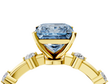 Yellow gold Fancy Blue Princess  Solitaire Diamond Ring with Bezel Set Side Stones and Prong Setting_7