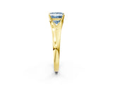 Yellow gold Fancy Blue Princess  Solitaire Diamond Ring with Cathedral Band and Four-Prong Setting_67