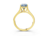 Yellow gold Fancy Blue Princess  Solitaire Diamond Ring with Cathedral Band and Four-Prong Setting_68