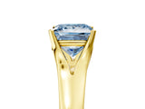 Yellow gold Fancy Blue Princess  Solitaire Diamond Ring with Cathedral Band and Four-Prong Setting_70