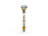 Yellow gold Fancy Blue Princess  Solitaire Diamond Ring with Channel-Set Baguette Band and Four-Prong Setting_69