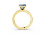 Yellow gold Fancy Blue Princess  Solitaire Diamond Ring with Channel-Set Baguette Band and Four-Prong Setting_70