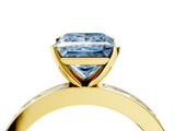 Yellow gold Fancy Blue Princess  Solitaire Diamond Ring with Channel-Set Baguette Band and Four-Prong Setting_71