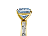 Yellow gold Fancy Blue Princess  Solitaire Diamond Ring with Channel-Set Baguette Band and Four-Prong Setting_72