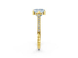 Yellow gold Fancy Blue Princess  Solitaire Diamond Ring with Channel Set Band and Bezel Prong Setting_58