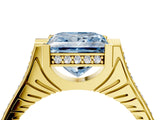 Yellow gold Fancy Blue Princess  Solitaire Diamond Ring with Channel Set Band and Bezel Prong Setting_60