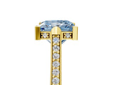 Yellow gold Fancy Blue Princess  Solitaire Diamond Ring with Channel Set Band and Bezel Prong Setting_61