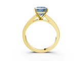 Yellow gold Fancy Blue Princess  Solitaire Diamond Ring with Channel-Set Band and Four-Prong Setting_6