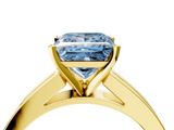 Yellow gold Fancy Blue Princess  Solitaire Diamond Ring with Channel-Set Band and Four-Prong Setting_7