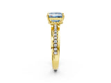 Yellow gold Fancy Blue Princess  Solitaire Diamond Ring with Channel Set Band and Six-Prong Setting_50