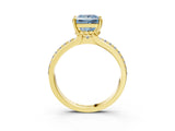 Yellow gold Fancy Blue Princess  Solitaire Diamond Ring with Channel Set Band and Six-Prong Setting_51