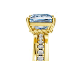 Yellow gold Fancy Blue Princess  Solitaire Diamond Ring with Channel Set Band and Six-Prong Setting_53