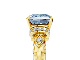 Yellow gold Fancy Blue Princess  Solitaire Diamond Ring with Filigree Band and Four-Prong Setting_33