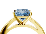 Yellow gold Fancy Blue Princess  Solitaire Diamond Ring with Four-Prong Setting and Classic Band_7