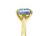 Yellow gold Fancy Blue Princess  Solitaire Diamond Ring with Four-Prong Setting and Classic Band_8