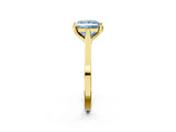 Yellow gold Fancy Blue Princess  Solitaire Diamond Ring with Four-Prong Setting and Tapered Band 3