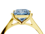 Yellow gold Fancy Blue Princess  Solitaire Diamond Ring with Four-Prong Setting and Tapered Band 5