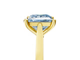 Yellow gold Fancy Blue Princess  Solitaire Diamond Ring with Four-Prong Setting and Tapered Band