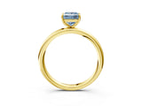 Yellow gold Fancy Blue Princess  Solitaire Diamond Ring with Four-Prong Setting on a Plain Band_23
