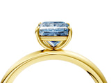 Yellow gold Fancy Blue Princess  Solitaire Diamond Ring with Four-Prong Setting on a Plain Band_24
