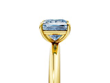 Yellow gold Fancy Blue Princess  Solitaire Diamond Ring with Four-Prong Setting on a Plain Band_25