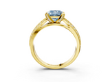 Yellow gold Fancy Blue Princess  Solitaire Diamond Ring with Milgrain Pavé Band and Four-Prong Setting_38