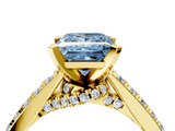 Yellow gold Fancy Blue Princess  Solitaire Diamond Ring with Pavé Band and Four-Prong Setting_82