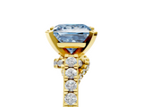 Yellow gold Fancy Blue Princess  Solitaire Diamond Ring with Pavé Band and Four-Prong Setting_83