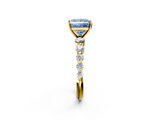 Yellow gold Fancy Blue Princess  Solitaire Diamond Ring with Pave Band and Four-Prong Setting_201