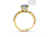 Yellow gold Fancy Blue Princess  Solitaire Diamond Ring with Pave Band and Four-Prong Setting_202