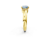 Yellow gold Fancy Blue Princess  Solitaire Diamond Ring with Pave Band and Six-Prong Setting_22