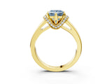 Yellow gold Fancy Blue Princess  Solitaire Diamond Ring with Pave Band and Six-Prong Setting_23