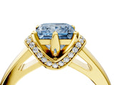 Yellow gold Fancy Blue Princess  Solitaire Diamond Ring with Pave Band and Six-Prong Setting_24