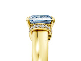 Yellow gold Fancy Blue Princess  Solitaire Diamond Ring with Pave Band and Six-Prong Setting_25