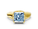 Yellow gold Fancy Blue Princess  Solitaire Diamond Ring with Six-Prong Cathedral Setting_33