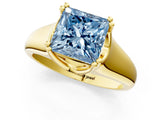 Yellow gold Fancy Blue Princess  Solitaire Diamond Ring with Six-Prong Cathedral Setting_34