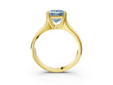 Yellow gold Fancy Blue Princess  Solitaire Diamond Ring with Six-Prong Cathedral Setting_36