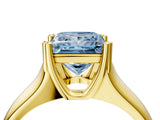 Yellow gold Fancy Blue Princess  Solitaire Diamond Ring with Six-Prong Cathedral Setting_37