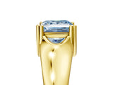 Yellow gold Fancy Blue Princess  Solitaire Diamond Ring with Six-Prong Cathedral Setting_38