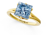 Yellow gold Fancy Blue Princess  Solitaire Diamond Ring with Six-Prong Setting and Tapered Band_18