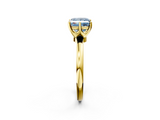 Yellow gold Fancy Blue Princess  Solitaire Diamond Ring with Six-Prong Setting on a Classic Band_5